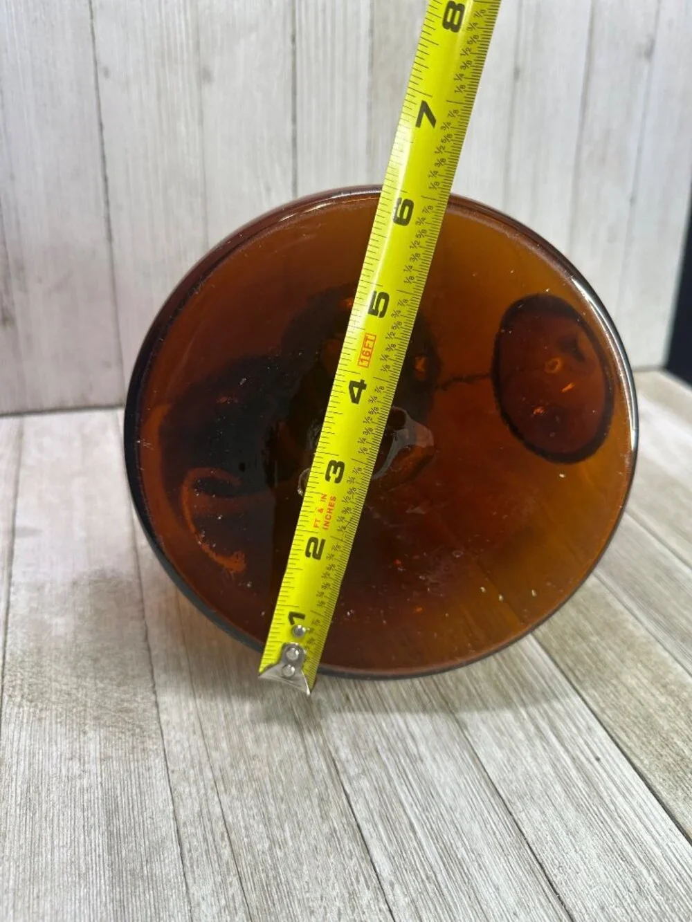 Vtg Amber Blown Glass Tea Pot with Handle 9